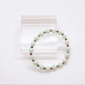 Handmade Mint and Gold Beaded Bracelet